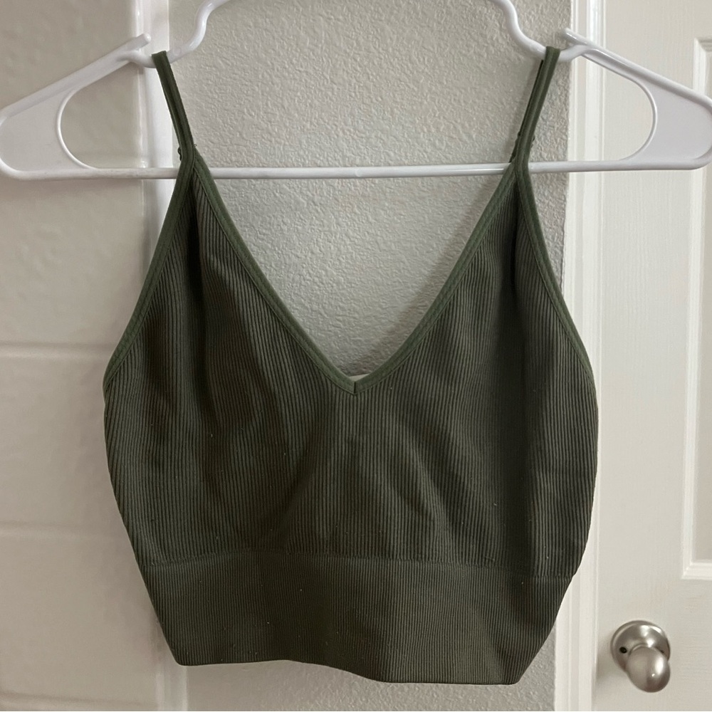 Bozzolo Green Ribbed Tank Top